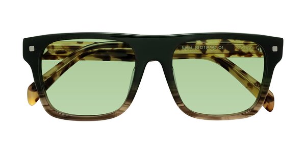 Front of Emas in Green Brown Striped/Honey Tortoise