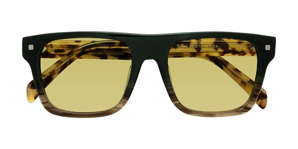 Front of Emas in Green Brown Striped/Honey Tortoise
