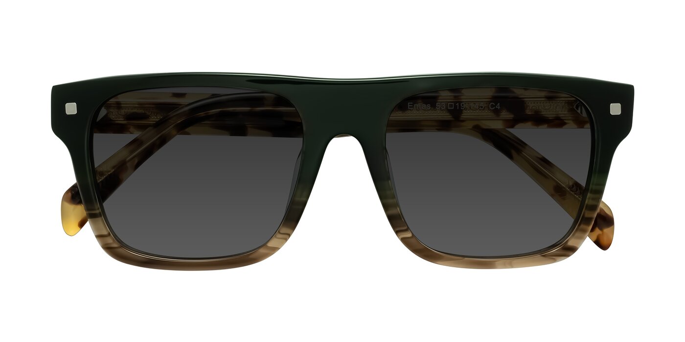 Emas - Green Brown Striped/Honey Tortoise Tinted Sunglasses