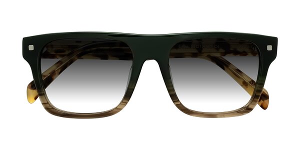 Front of Emas in Green Brown Striped/Honey Tortoise