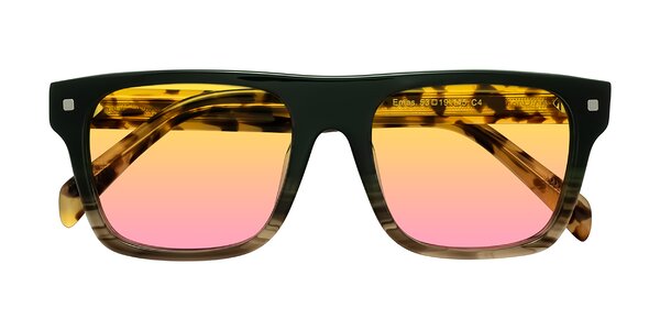 Front of Emas in Green Brown Striped/Honey Tortoise