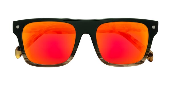 Front of Emas in Green Brown Striped/Honey Tortoise