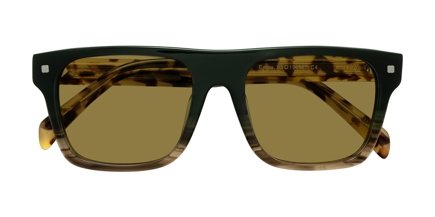 Emas - Green Brown Striped/Honey Tortoise Polarized Sunglasses