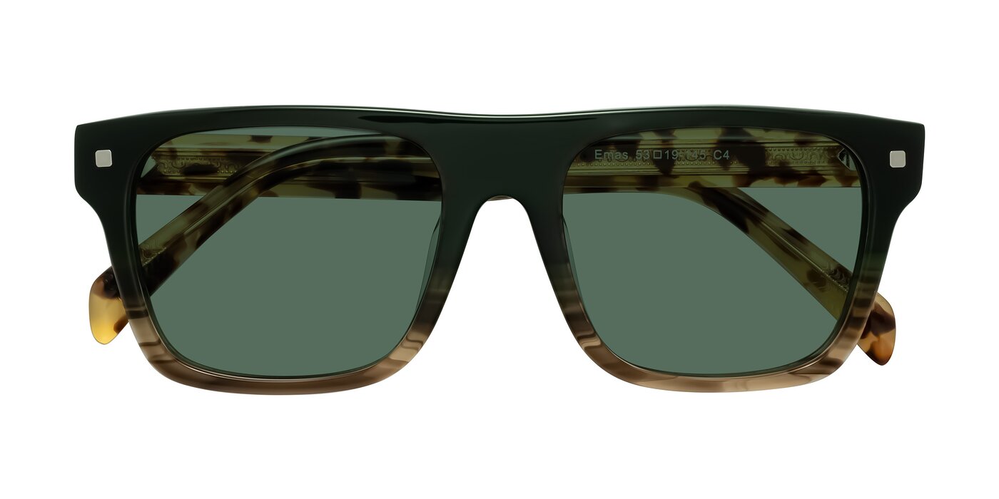 Emas - Green Brown Striped/Honey Tortoise Polarized Sunglasses