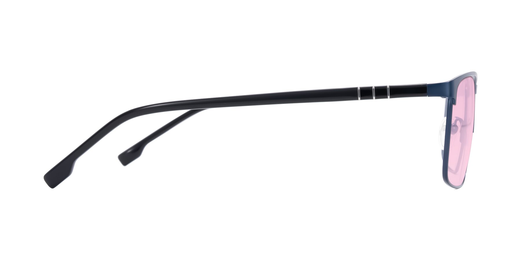 Side of Sampit in Matte Blue with Light Pink Tinted Lenses