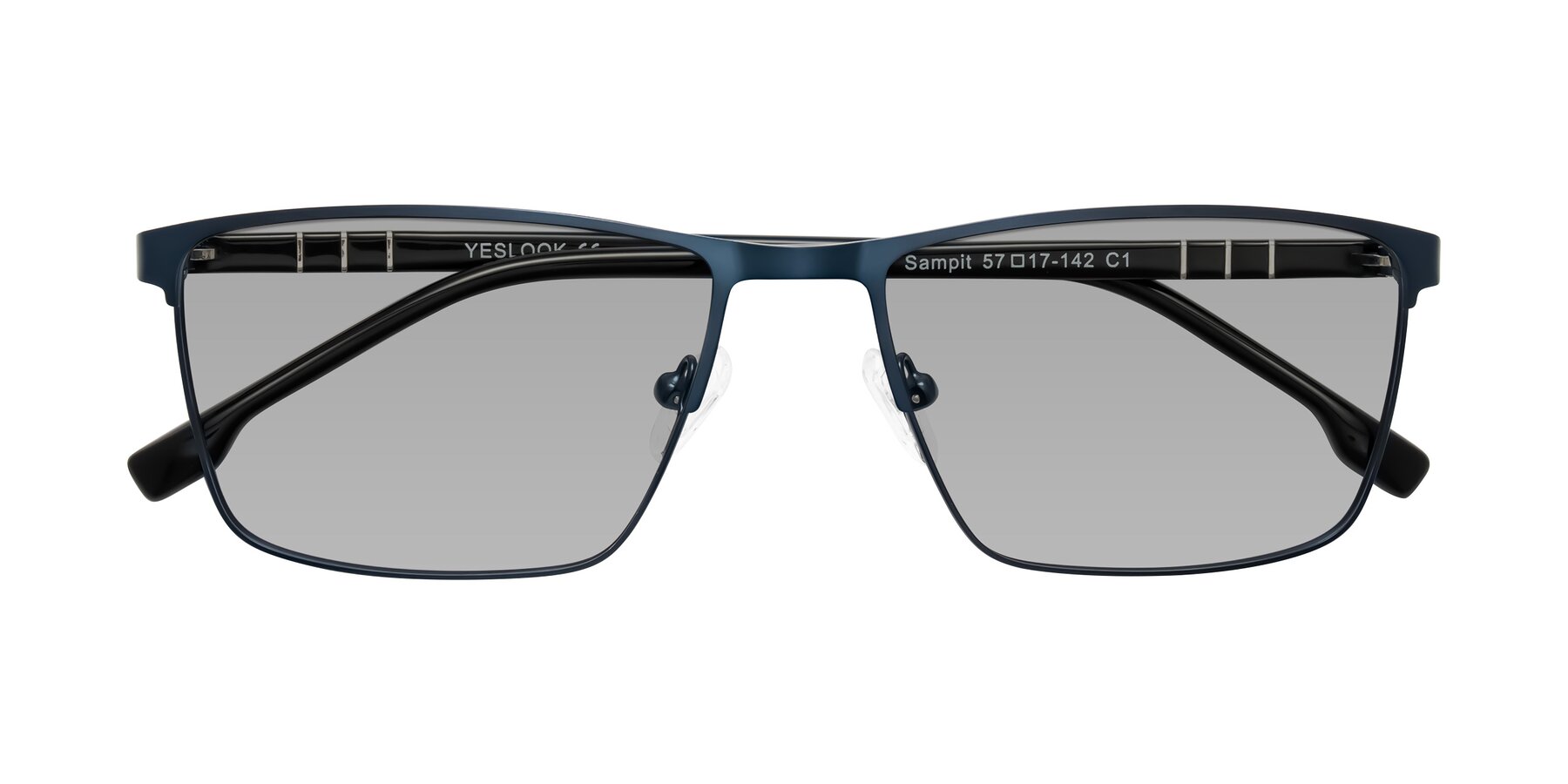 Folded Front of Sampit in Matte Blue with Light Gray Tinted Lenses