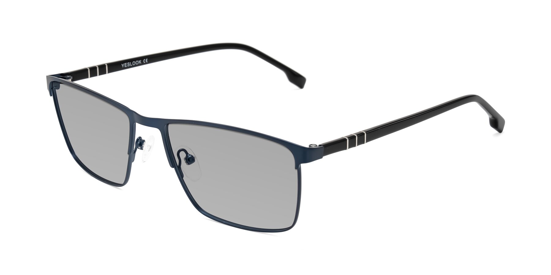 Angle of Sampit in Matte Blue with Light Gray Tinted Lenses