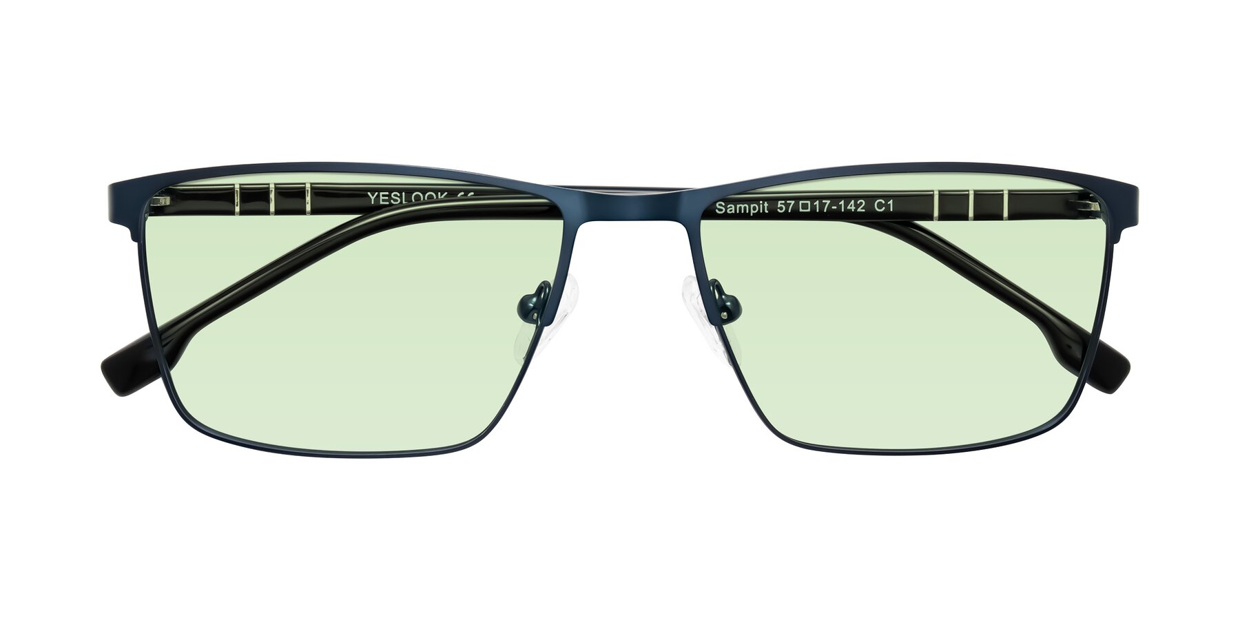 Folded Front of Sampit in Matte Blue with Light Green Tinted Lenses