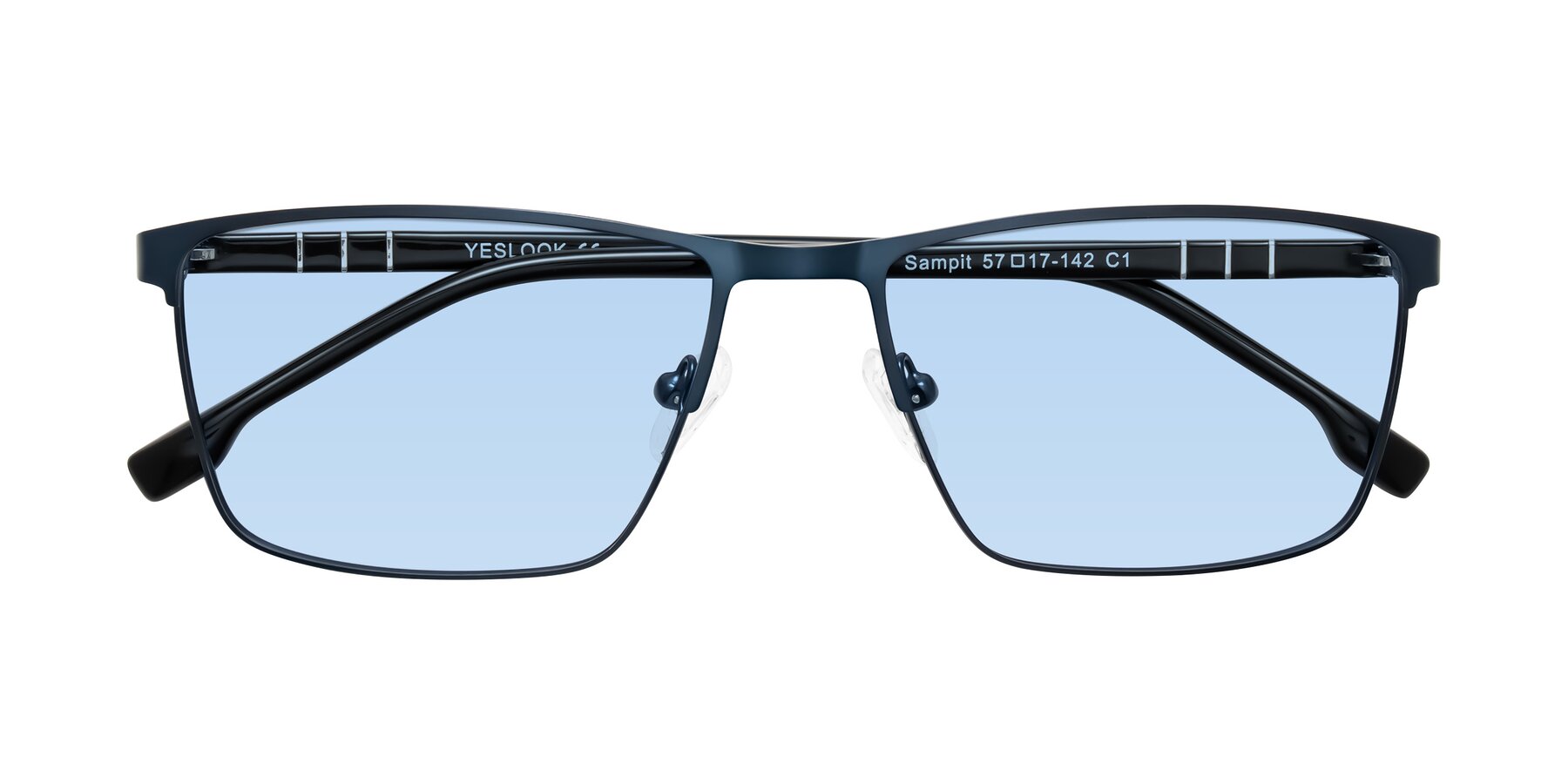 Folded Front of Sampit in Matte Blue with Light Blue Tinted Lenses
