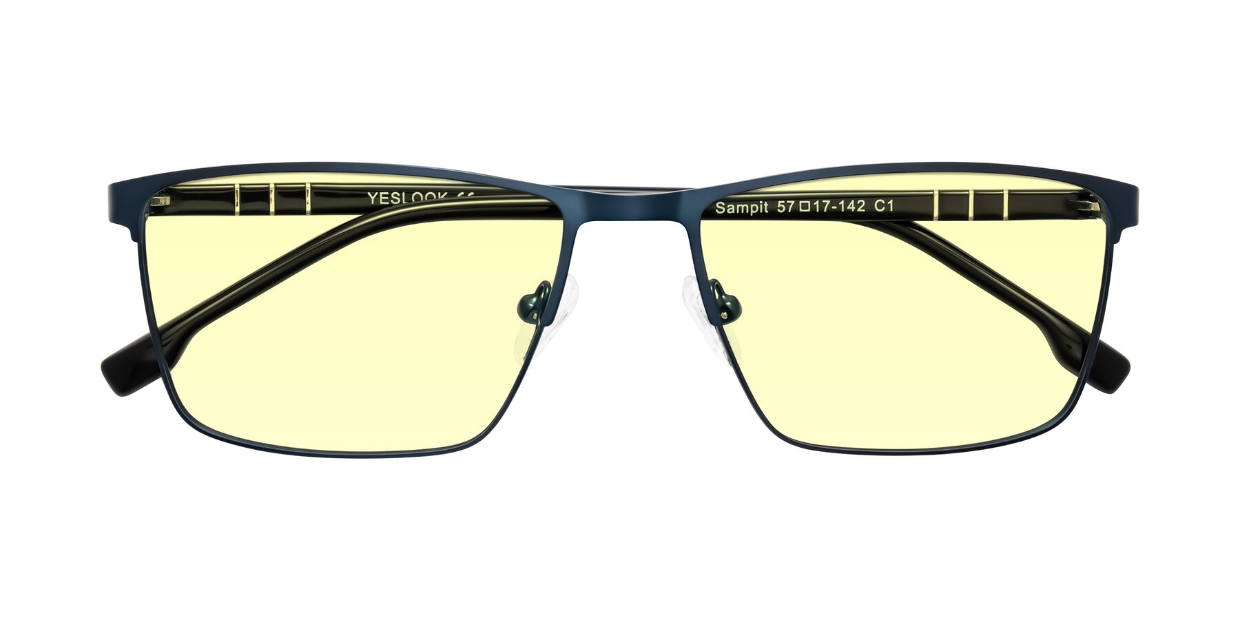 Folded Front of Sampit in Matte Blue with Light Yellow Tinted Lenses