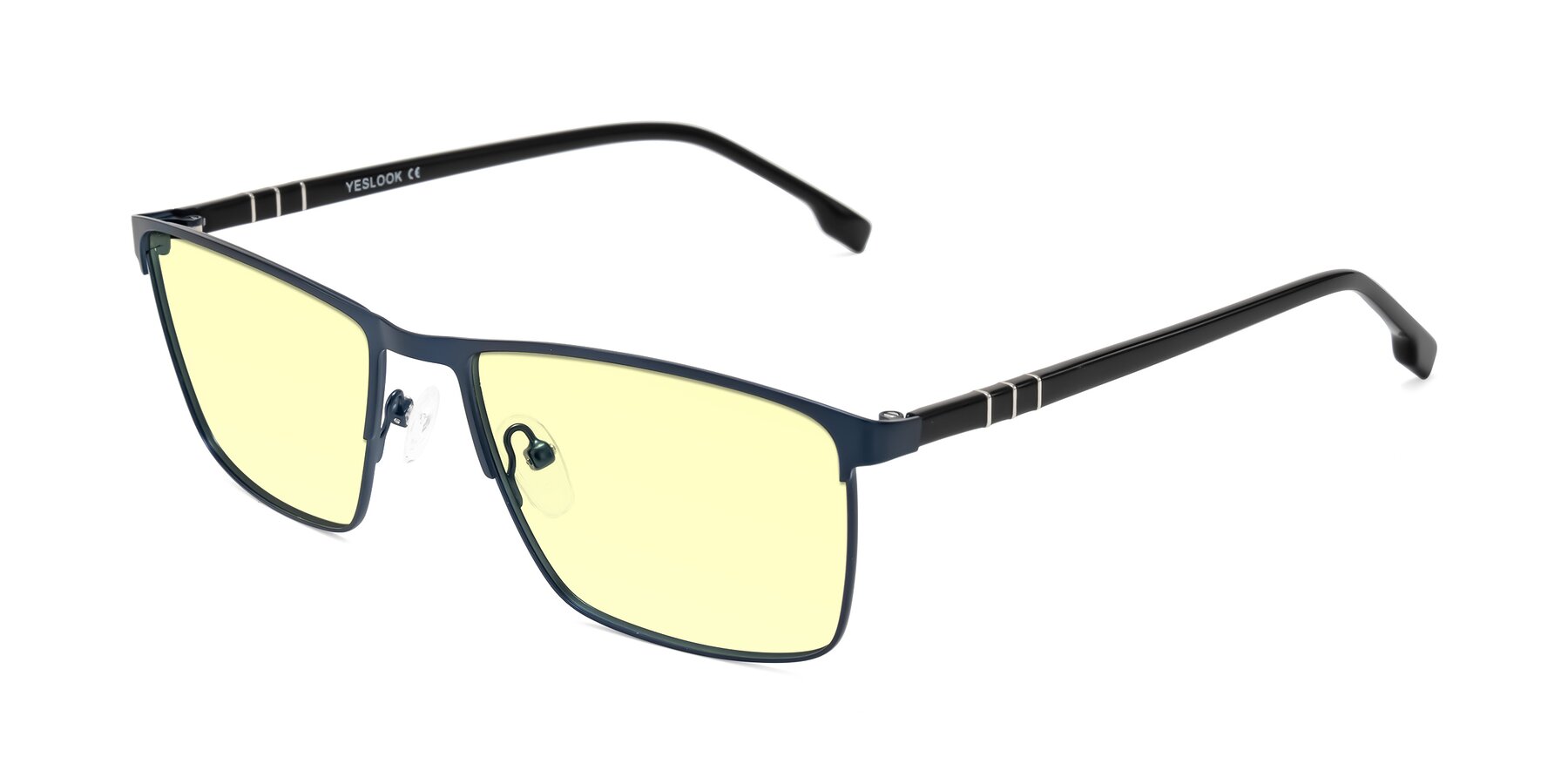 Angle of Sampit in Matte Blue with Light Yellow Tinted Lenses