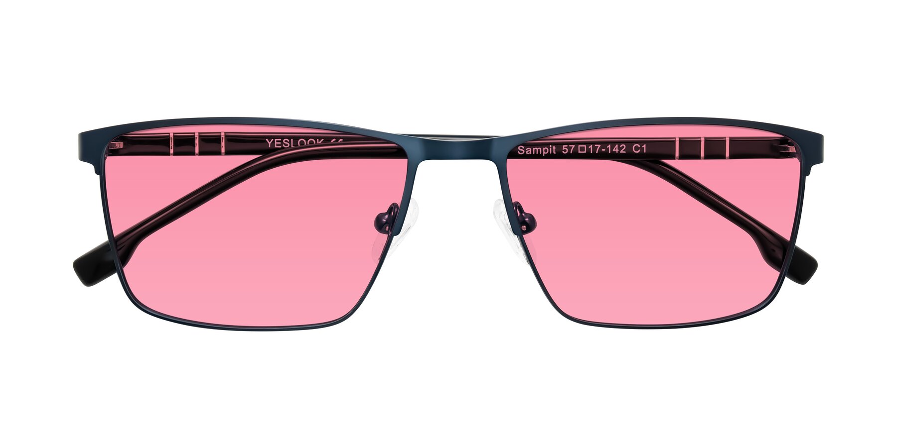 Folded Front of Sampit in Matte Blue with Pink Tinted Lenses