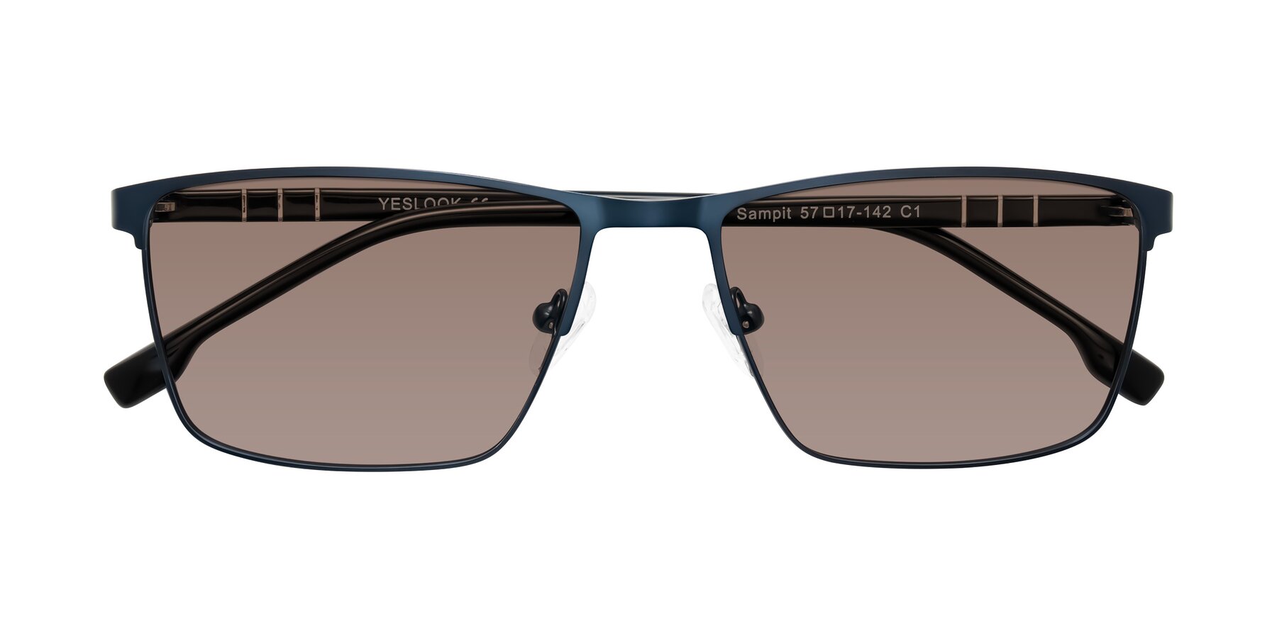 Folded Front of Sampit in Matte Blue with Medium Brown Tinted Lenses