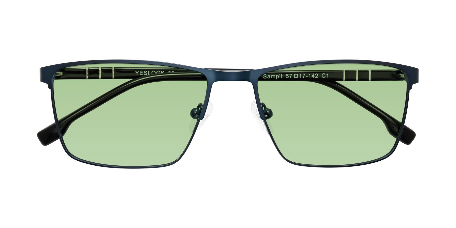 Folded Front of Sampit in Matte Blue with Medium Green Tinted Lenses