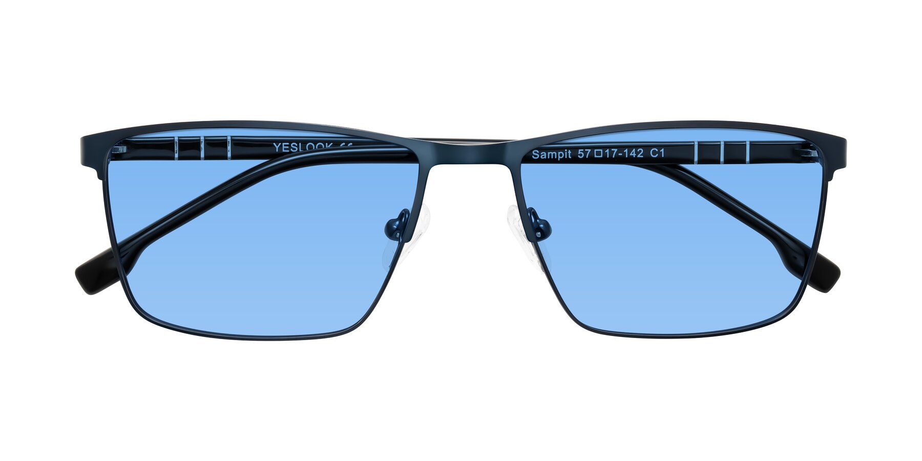 Folded Front of Sampit in Matte Blue with Medium Blue Tinted Lenses