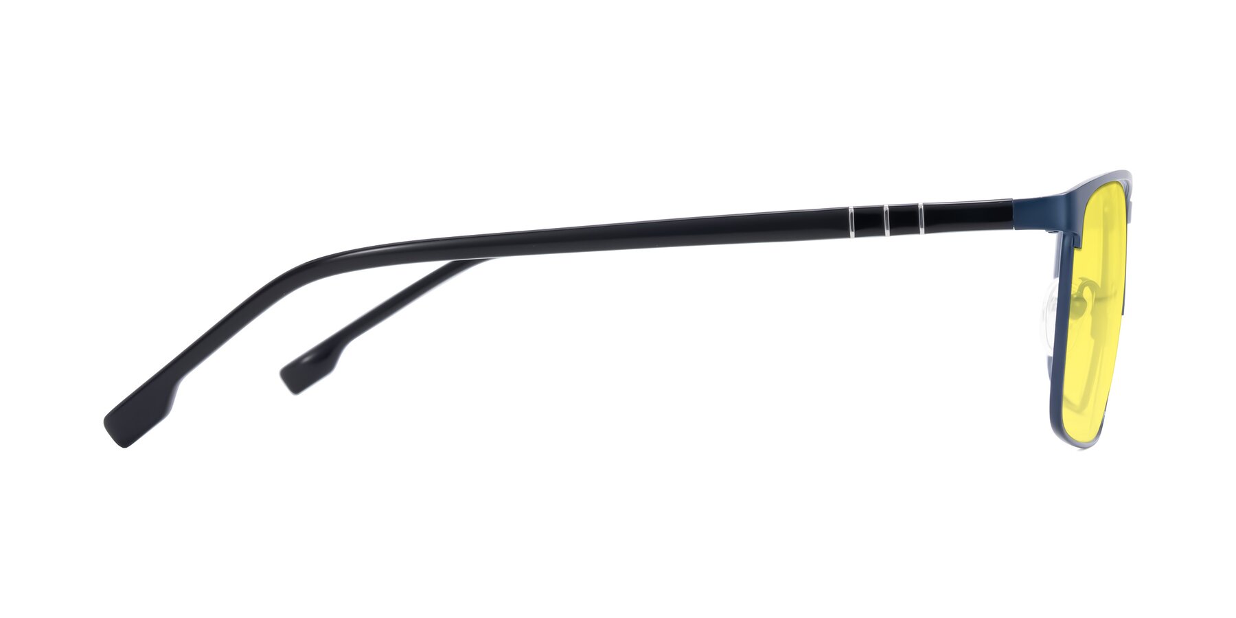 Side of Sampit in Matte Blue with Medium Yellow Tinted Lenses