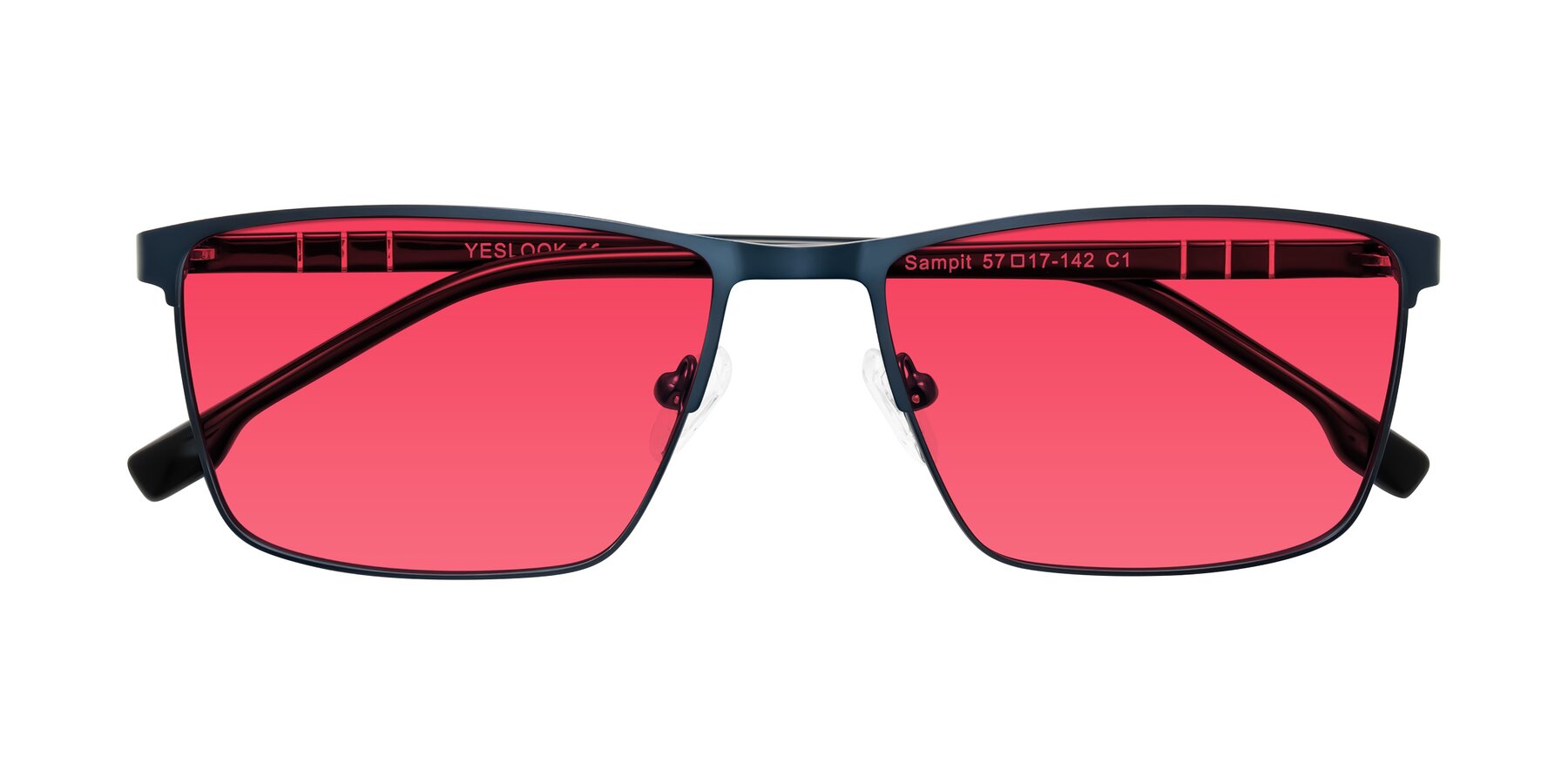 Folded Front of Sampit in Matte Blue with Red Tinted Lenses