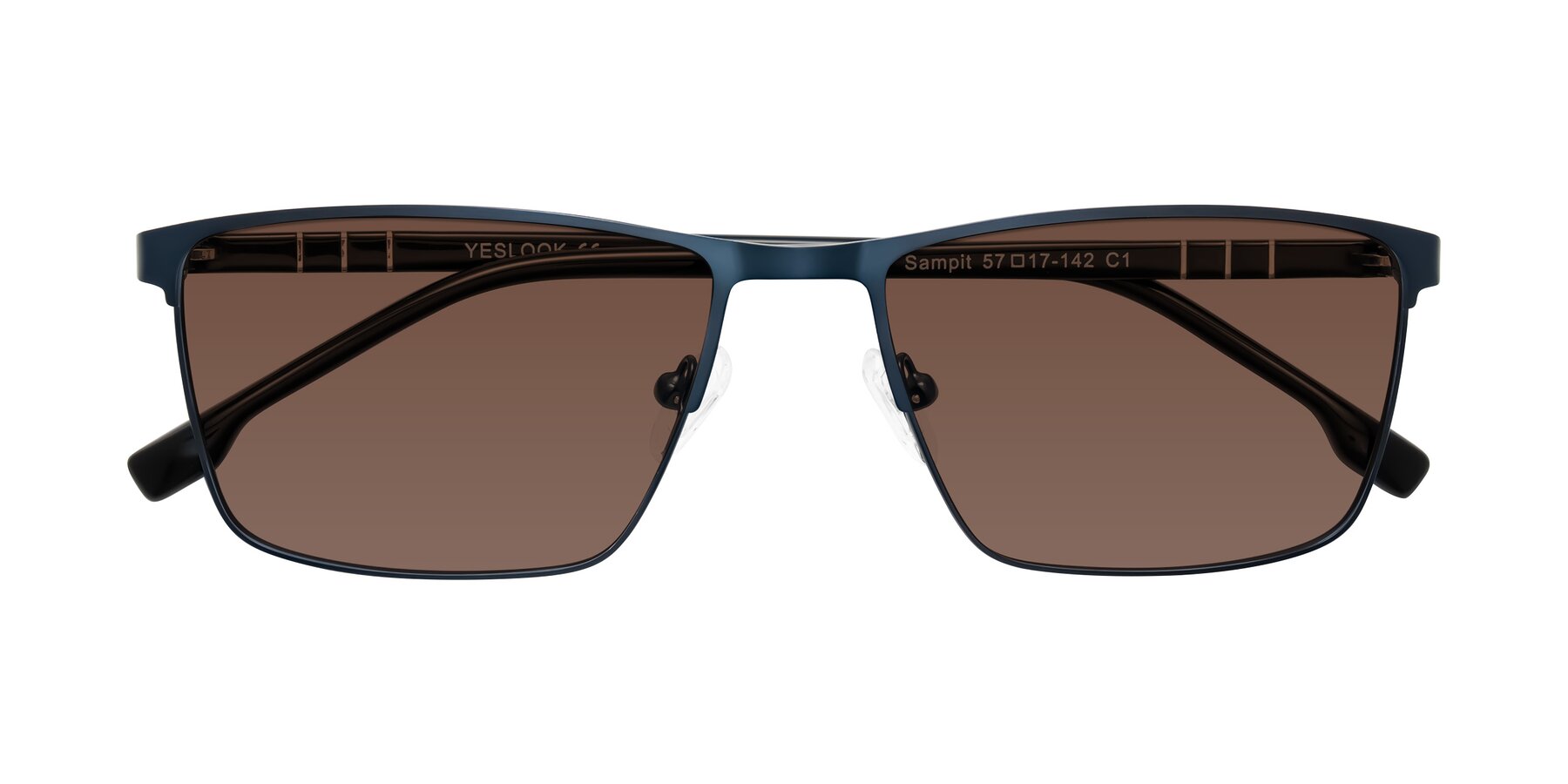 Folded Front of Sampit in Matte Blue with Brown Tinted Lenses