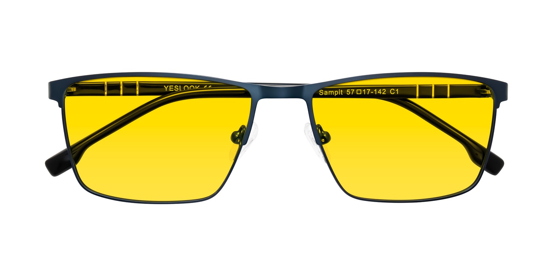 Folded Front of Sampit in Matte Blue with Yellow Tinted Lenses