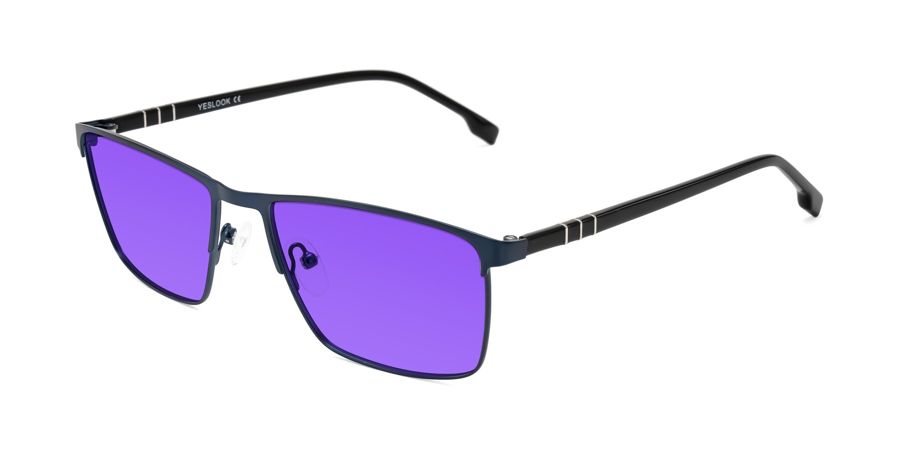 Angle of Sampit in Matte Blue with Purple Tinted Lenses