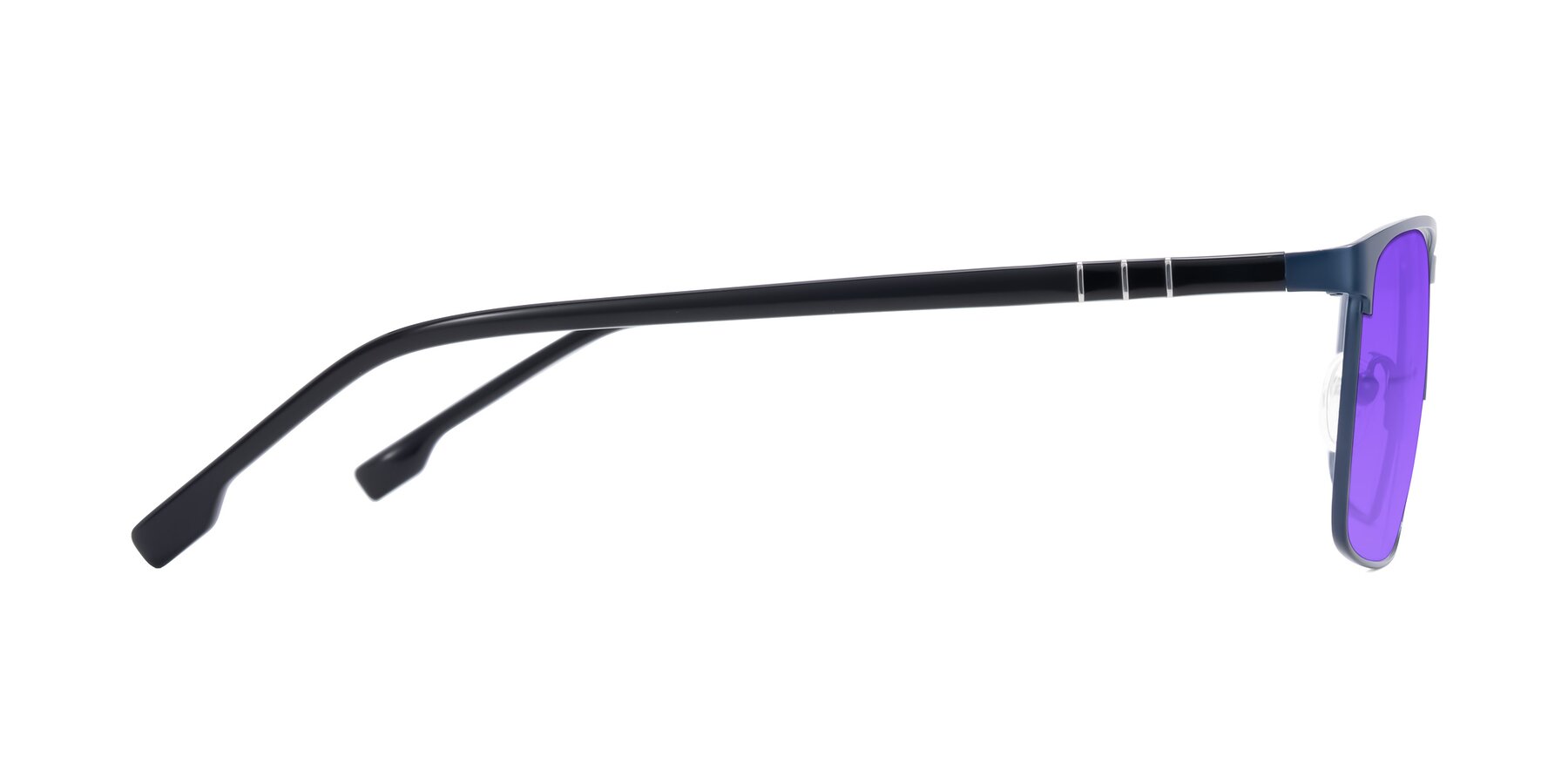 Side of Sampit in Matte Blue with Purple Tinted Lenses