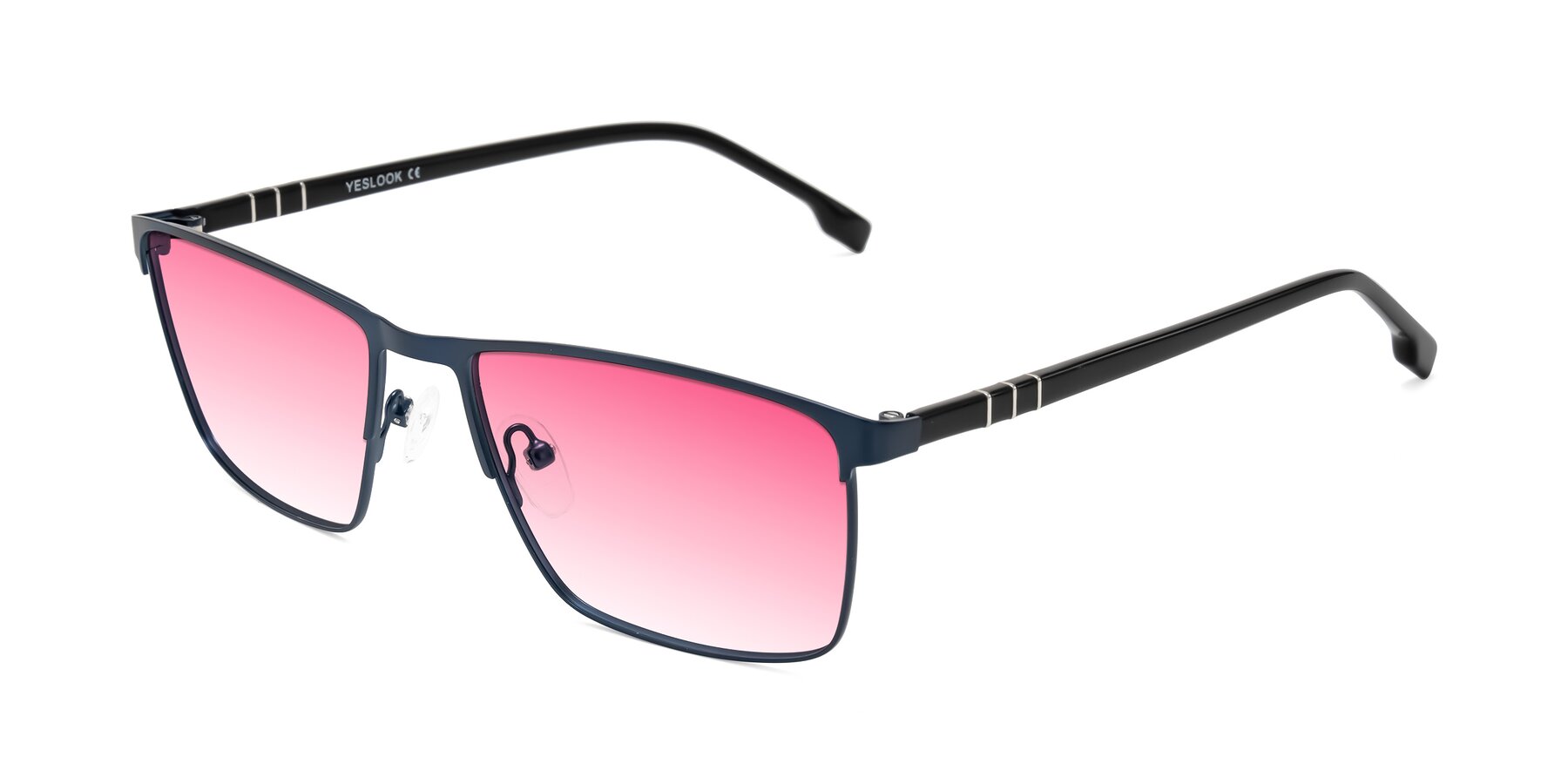 Angle of Sampit in Matte Blue with Pink Gradient Lenses