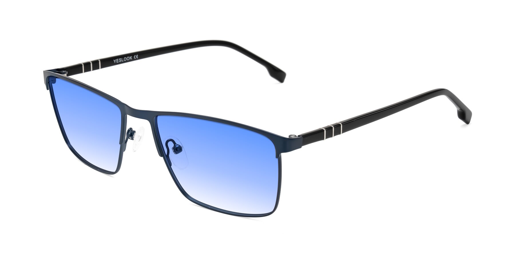 Angle of Sampit in Matte Blue with Blue Gradient Lenses