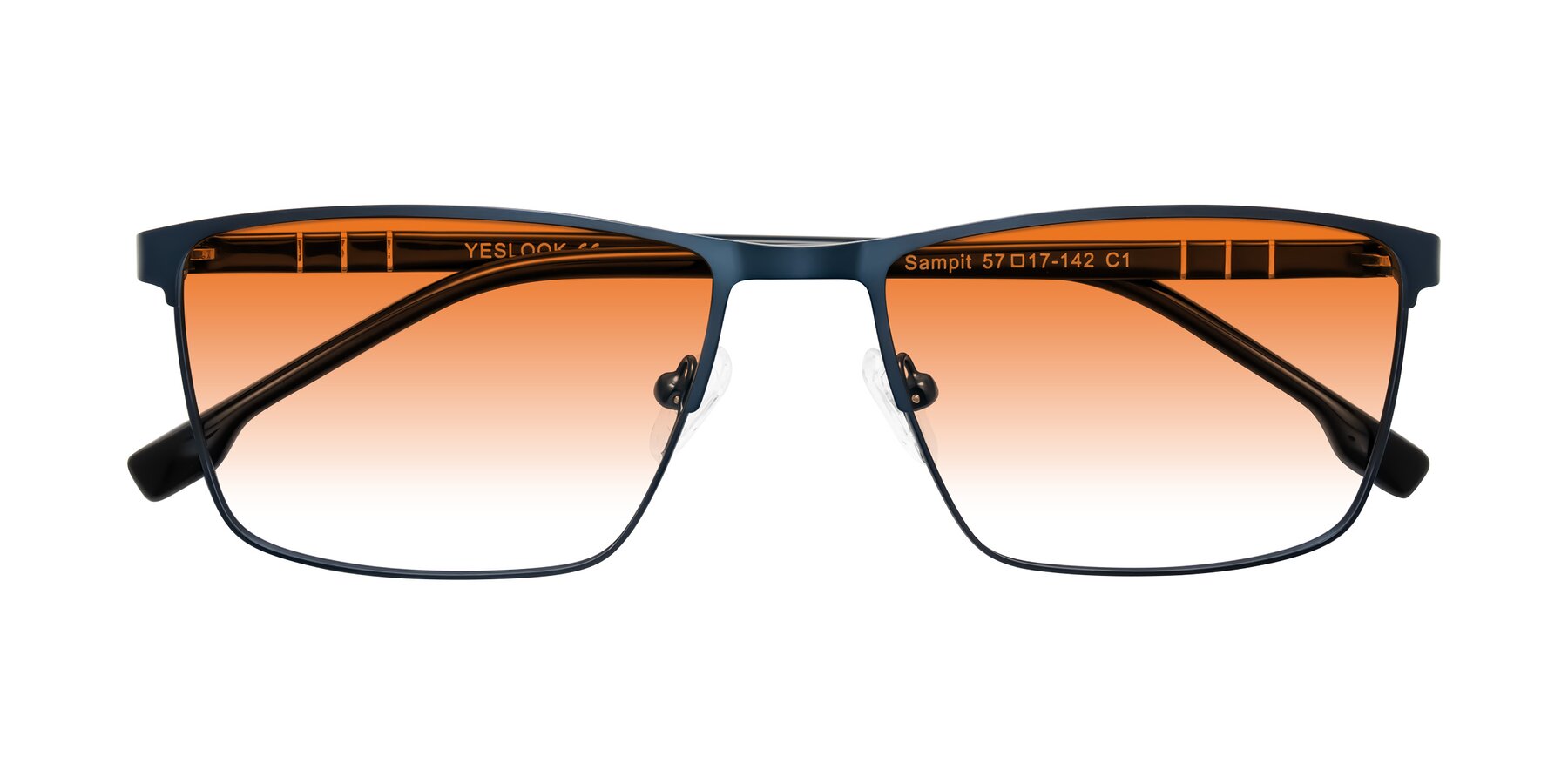 Folded Front of Sampit in Matte Blue with Orange Gradient Lenses