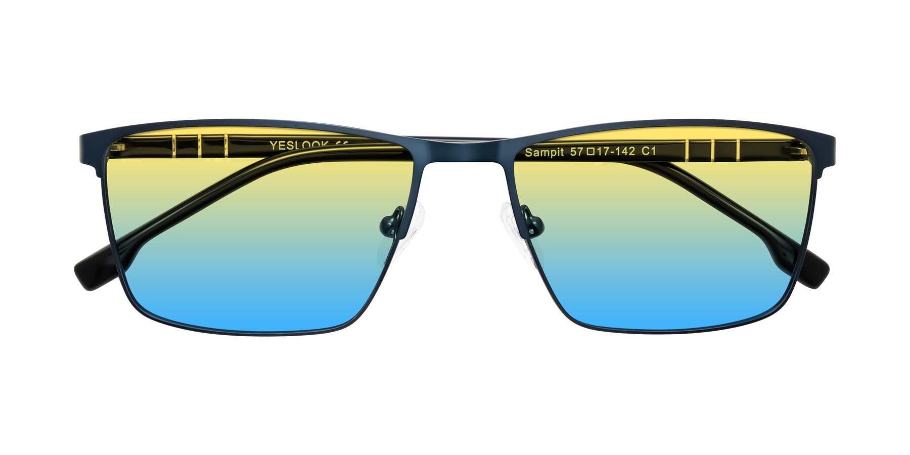 Folded Front of Sampit in Matte Blue with Yellow / Blue Gradient Lenses