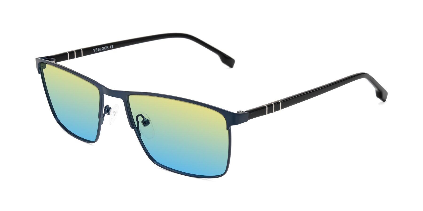 Angle of Sampit in Matte Blue with Yellow / Blue Gradient Lenses