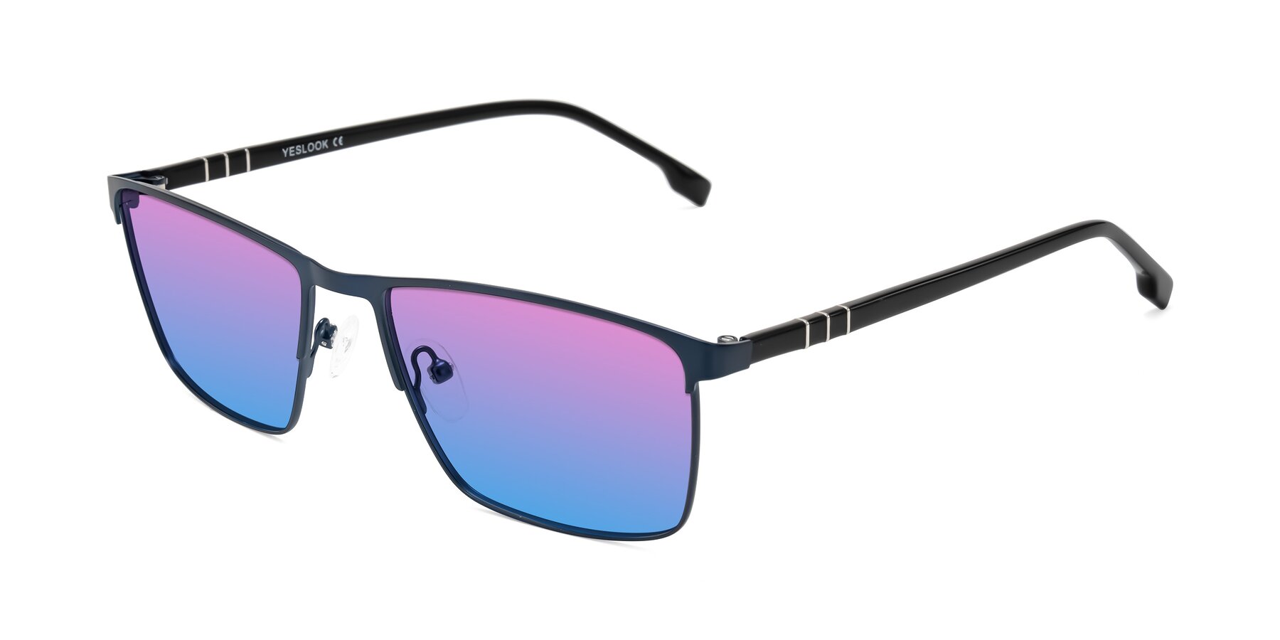 Angle of Sampit in Matte Blue with Pink / Blue Gradient Lenses