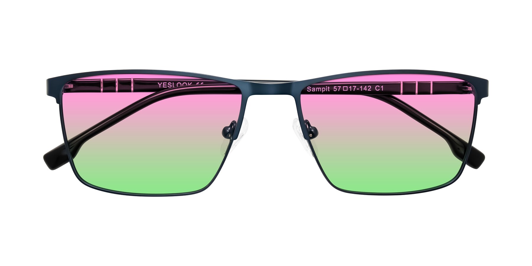 Folded Front of Sampit in Matte Blue with Pink / Green Gradient Lenses