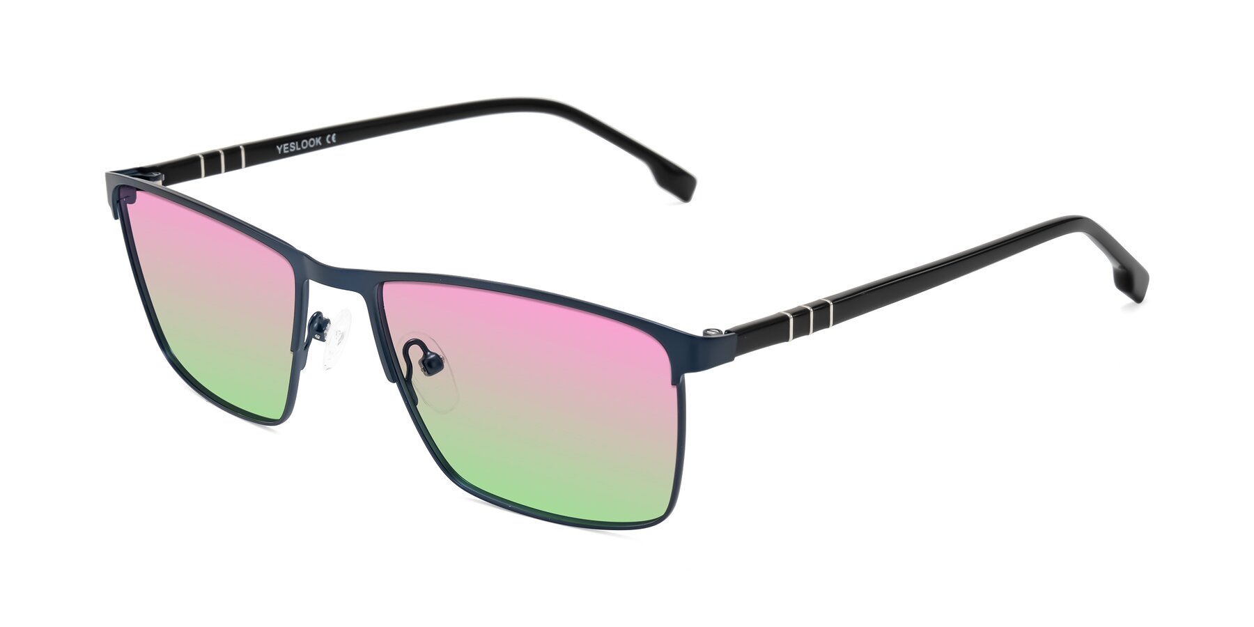 Angle of Sampit in Matte Blue with Pink / Green Gradient Lenses