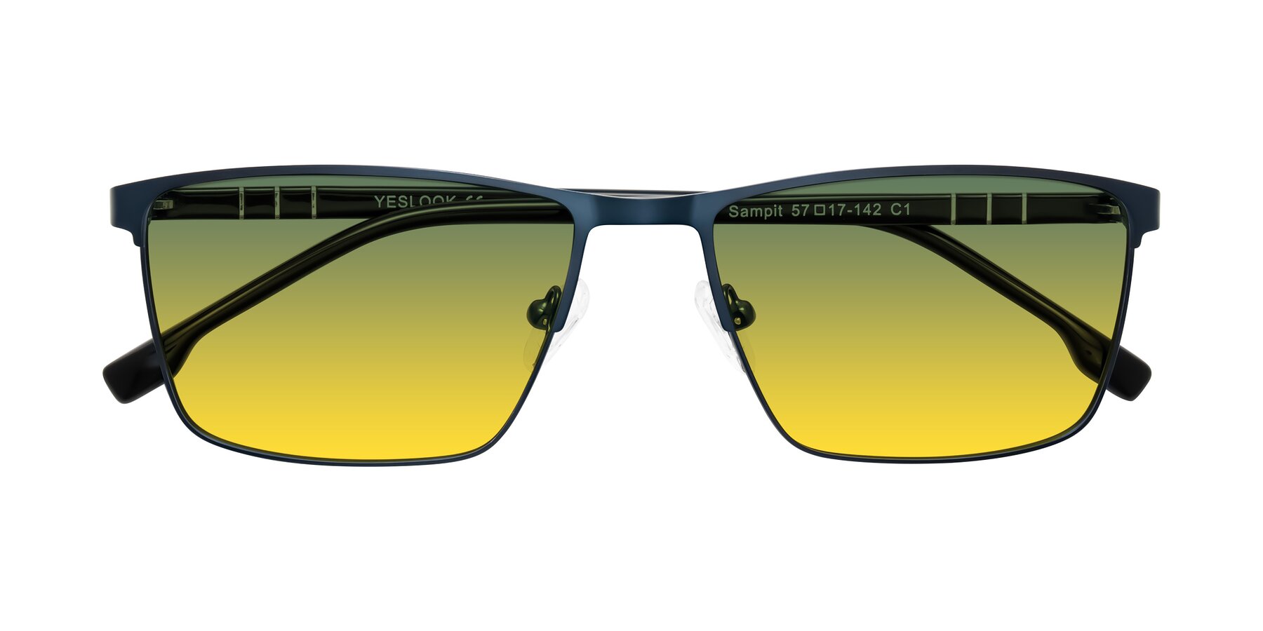 Folded Front of Sampit in Matte Blue with Green / Yellow Gradient Lenses