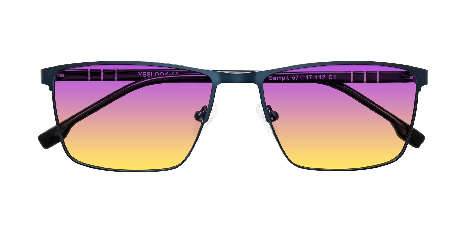 Folded Front of Sampit in Matte Blue with Purple / Yellow Gradient Lenses