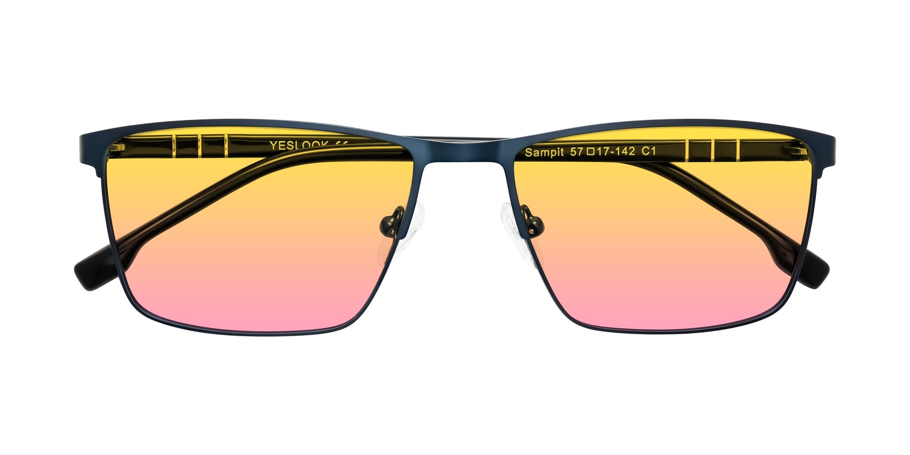 Folded Front of Sampit in Matte Blue with Yellow / Pink Gradient Lenses