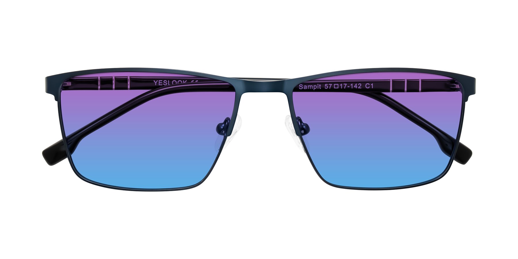 Folded Front of Sampit in Matte Blue with Purple / Blue Gradient Lenses