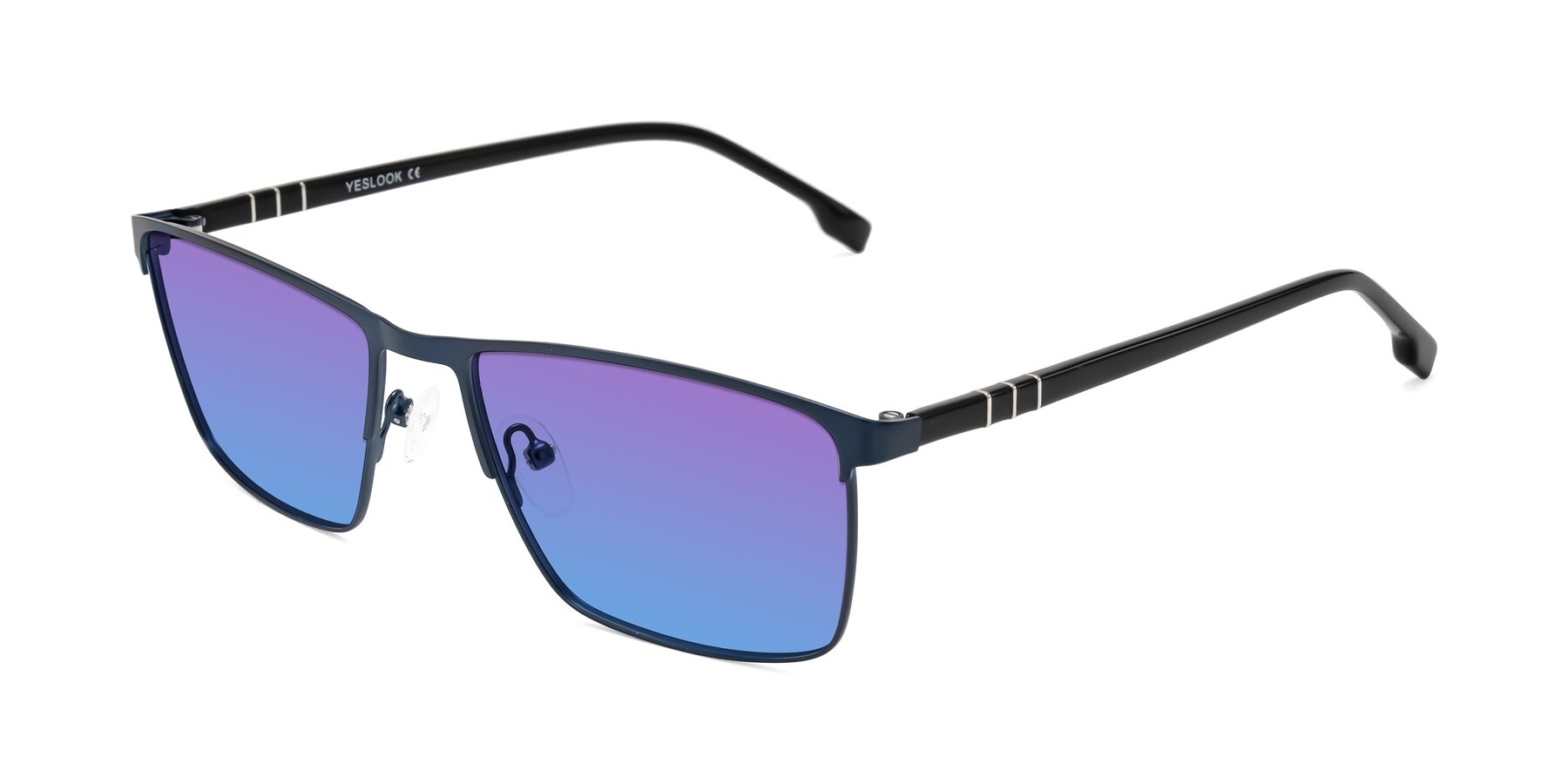 Angle of Sampit in Matte Blue with Purple / Blue Gradient Lenses
