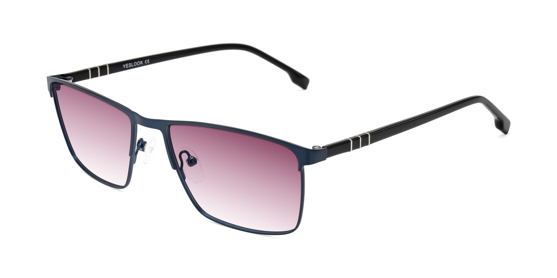 Angle of Sampit in Matte Blue with Wine Gradient Lenses