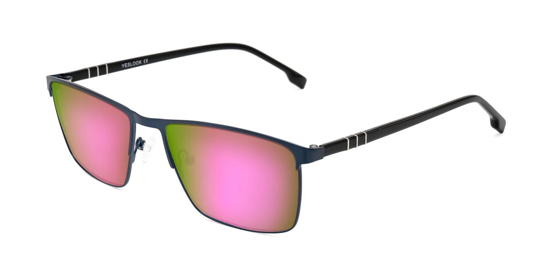 Angle of Sampit in Matte Blue with Pink Mirrored Lenses