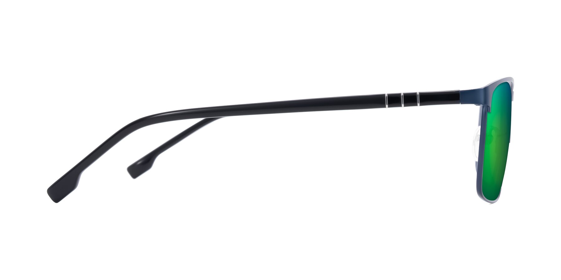 Side of Sampit in Matte Blue with Green Mirrored Lenses