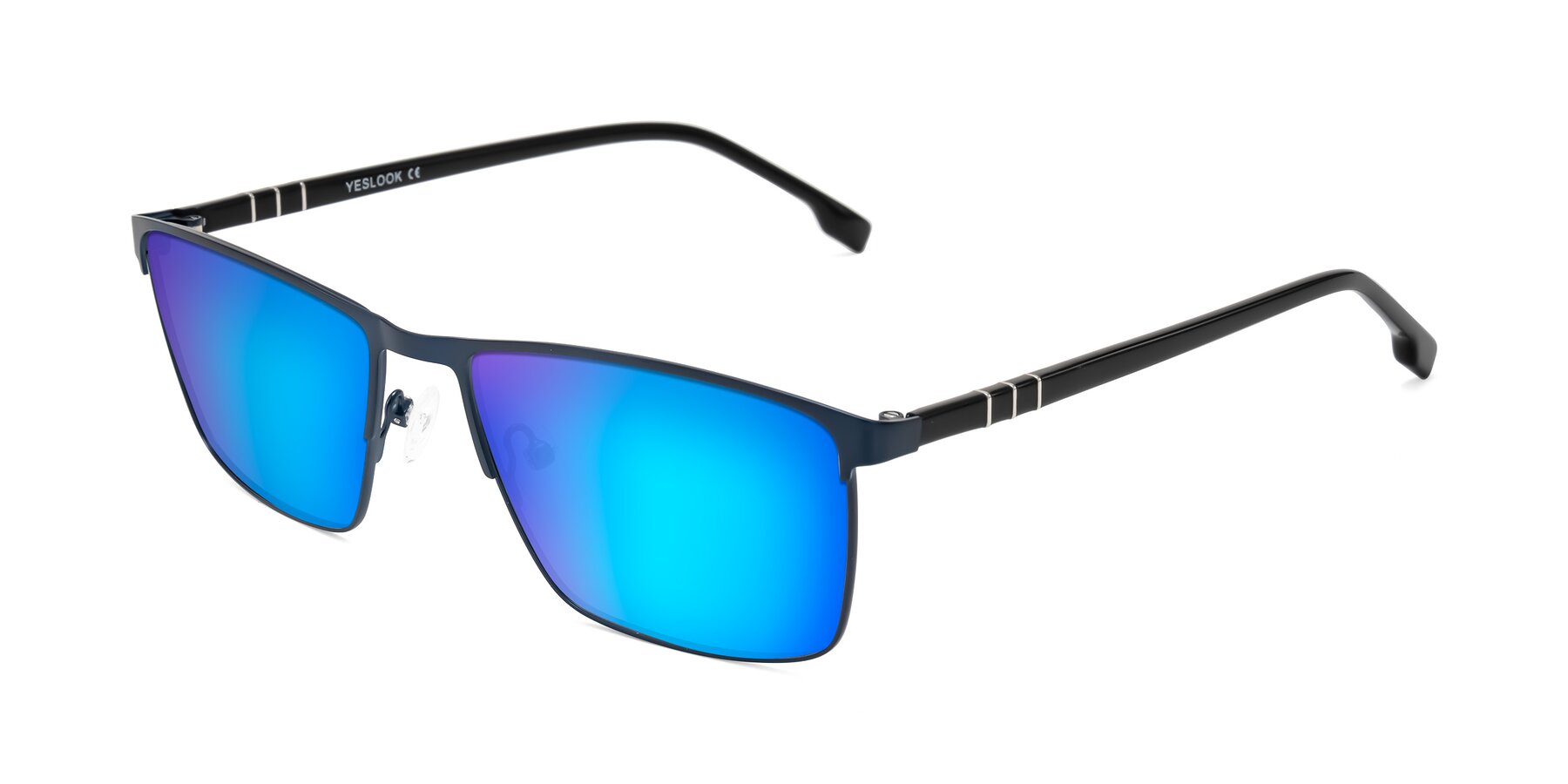 Angle of Sampit in Matte Blue with Blue Mirrored Lenses