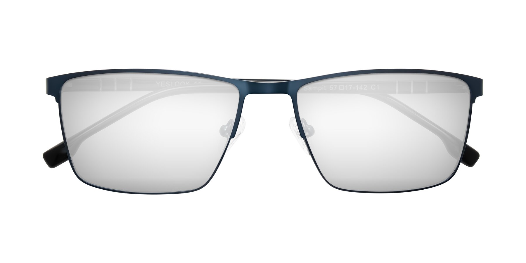 Folded Front of Sampit in Matte Blue with Silver Mirrored Lenses