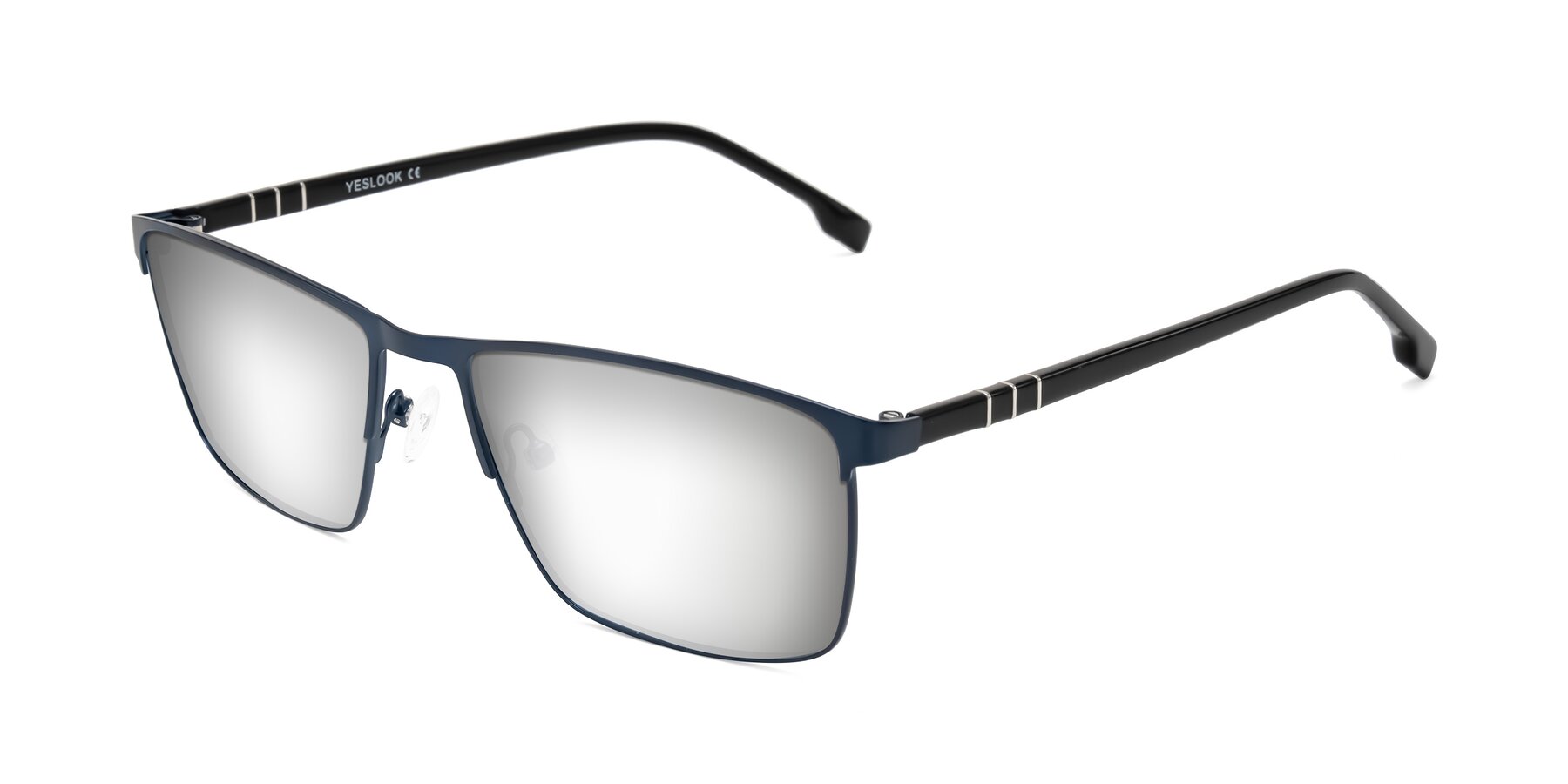 Angle of Sampit in Matte Blue with Silver Mirrored Lenses