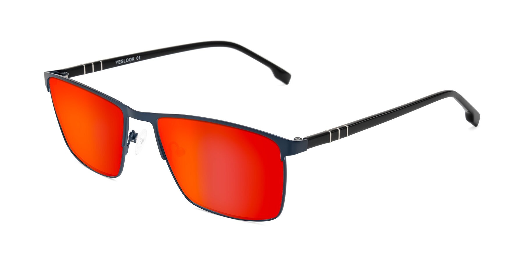 Angle of Sampit in Matte Blue with Red Gold Mirrored Lenses