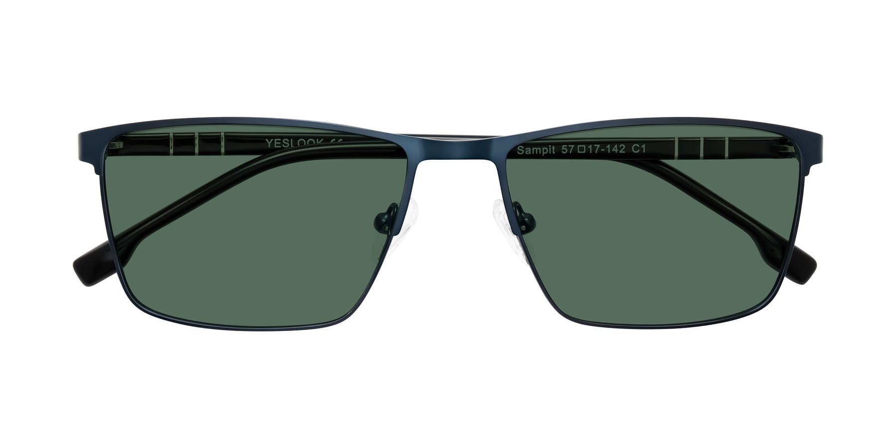 Folded Front of Sampit in Matte Blue with Green Polarized Lenses
