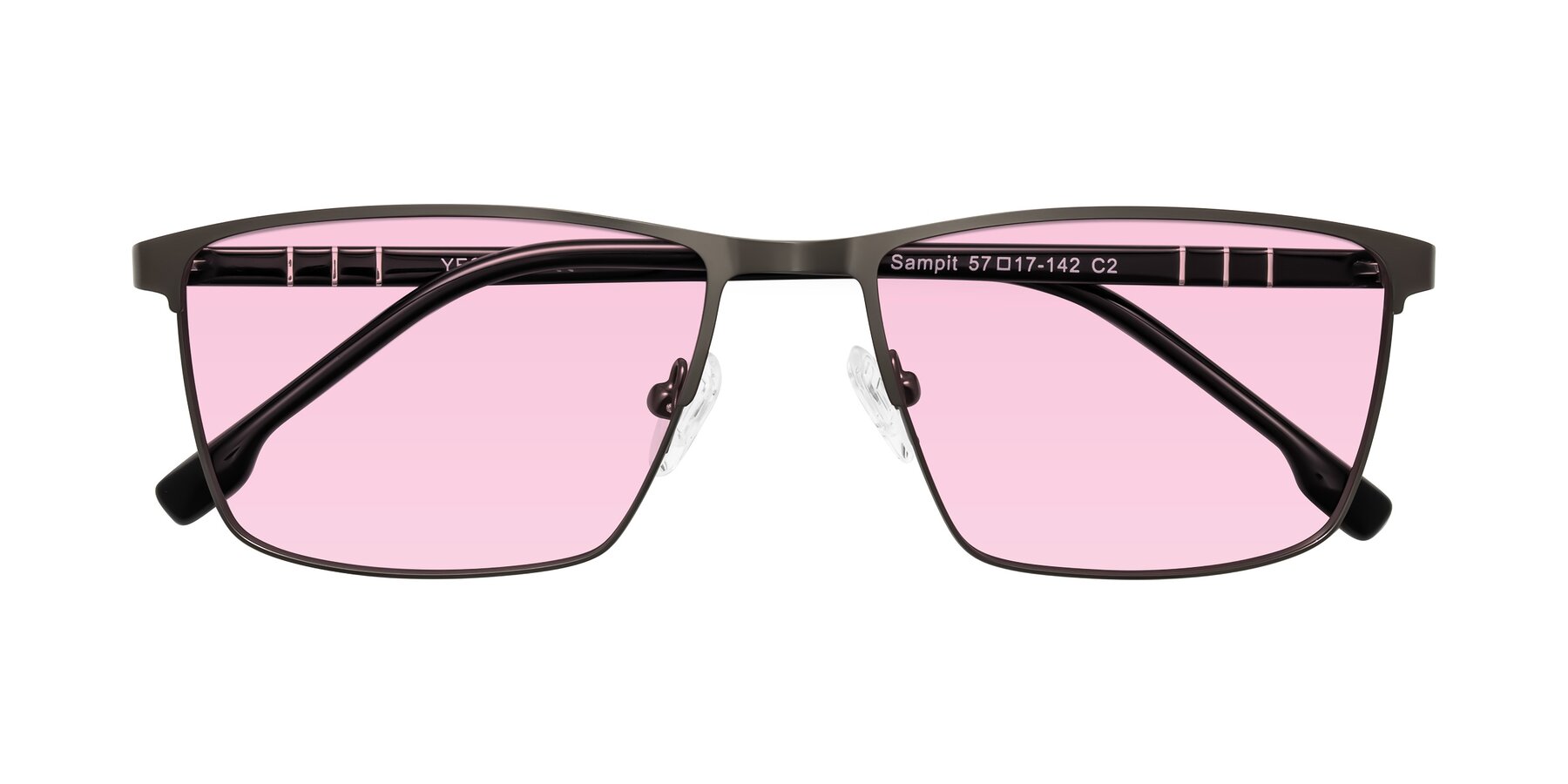 Folded Front of Sampit in Gunmetal with Light Pink Tinted Lenses