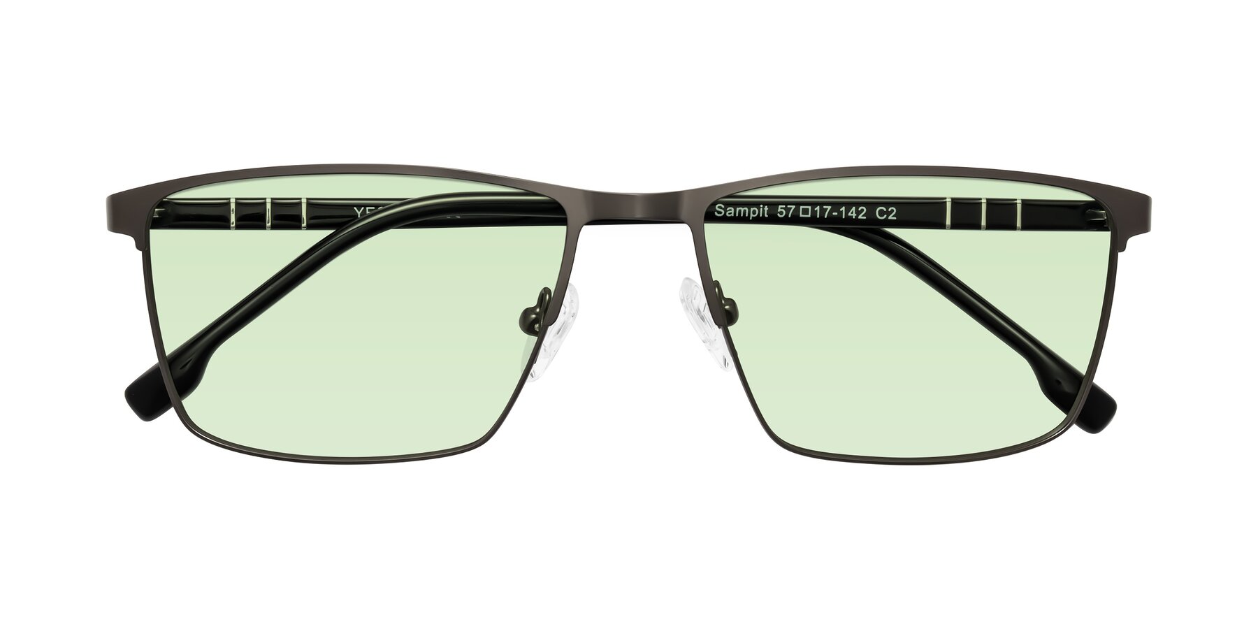 Folded Front of Sampit in Gunmetal with Light Green Tinted Lenses