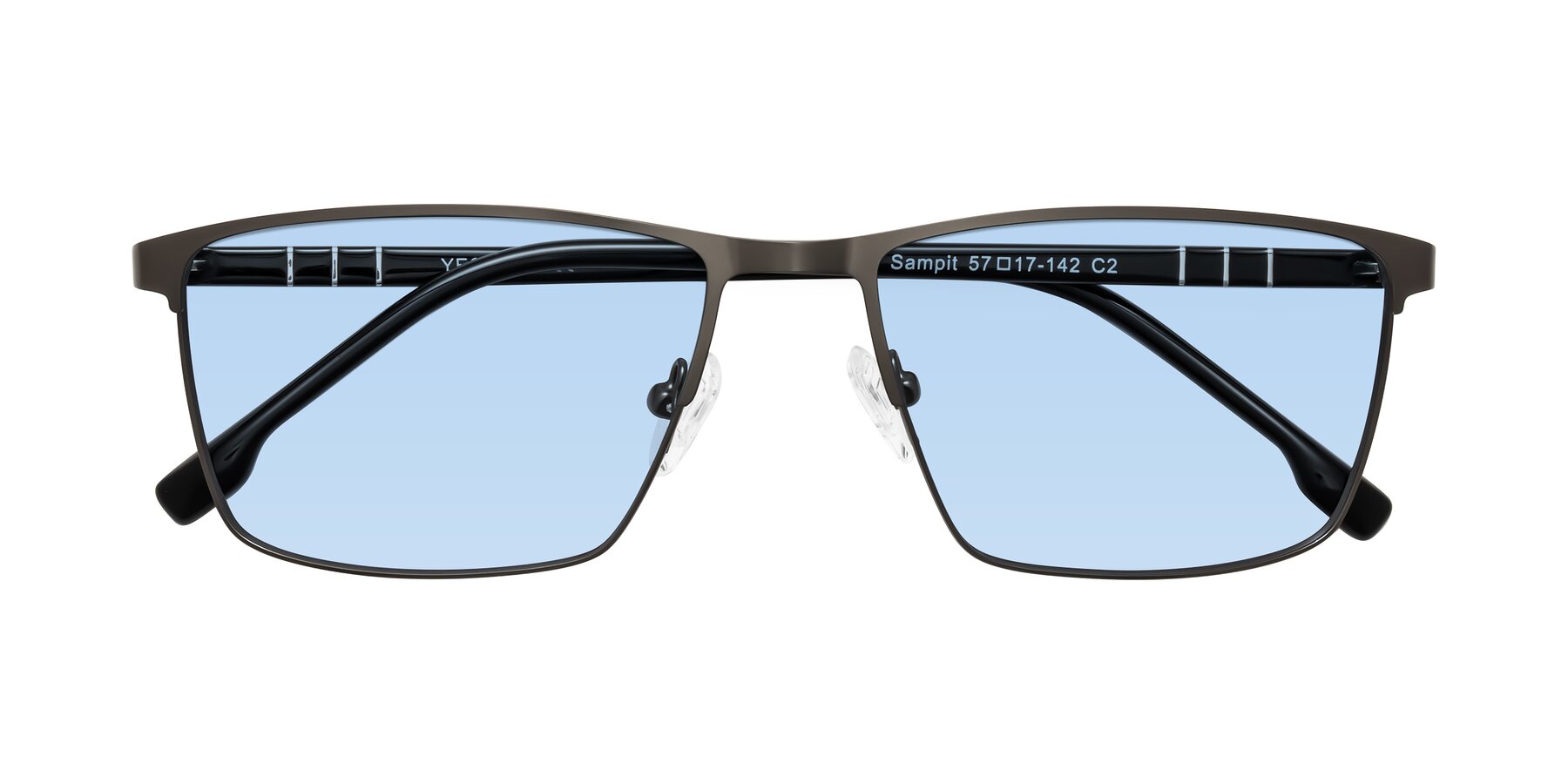 Folded Front of Sampit in Gunmetal with Light Blue Tinted Lenses