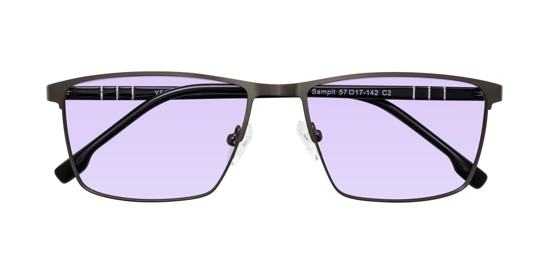 Folded Front of Sampit in Gunmetal with Light Purple Tinted Lenses